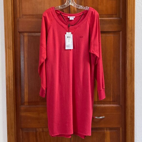 Lacoste Dresses & Skirts - Lacoste Alligator Long Sleeve Red T-Shirt Dress - Size 42 EU/10 USA - New w/Tags